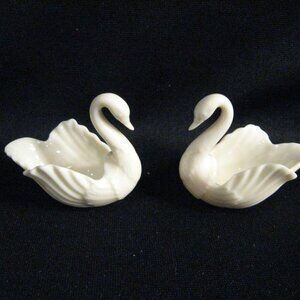 LENOX 2" SWAN FORM BOWLS - TWO - GREEN BACKSTAMP - USA